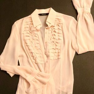 New Express women silk pink shirt. Size 5-6